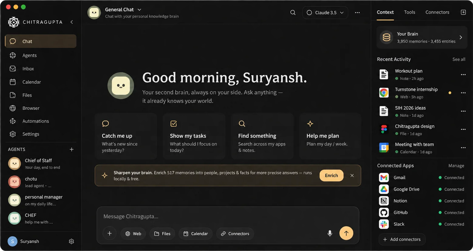 Chitragupta Knowledge Graph and Chief of Staff interface